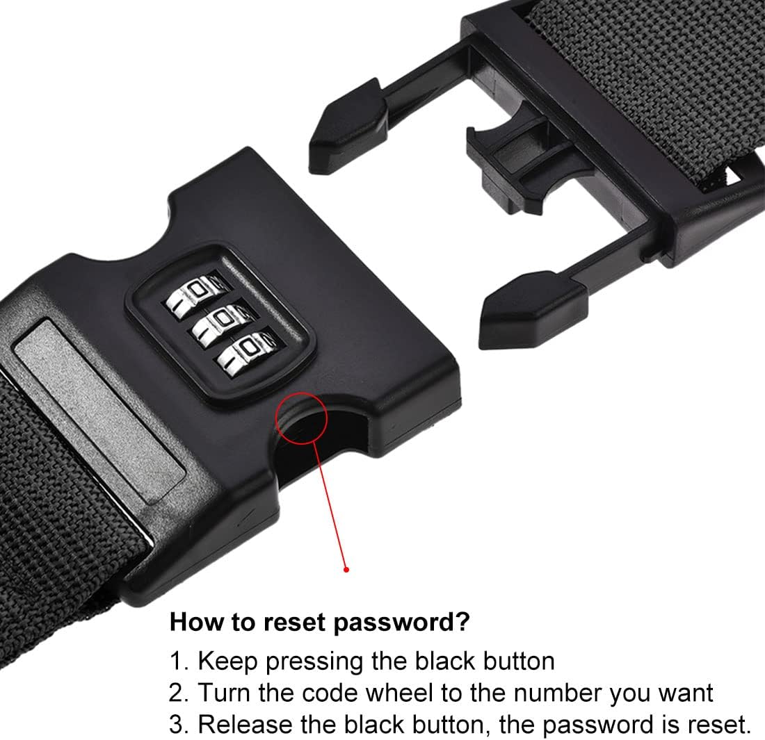 uxcell Luggage Straps Suitcase Belts with Buckle, Combination Lock, Adjustable Travel Packing Accessories