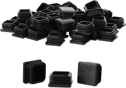 Furnigear Plastic Plugs Tubing End Cap Chair End Caps Outside Bottom Tubing Caps Square Furniture Sliders Glides Black (40, Fit 0.85-0.94" Square Tube Inner Size)