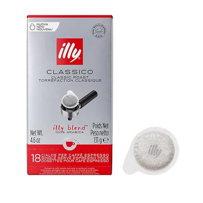 illy E.S.E. Coffee - Single-Serve Pods – Classico Medium Roast - Notes Of Chocolate & Caramel - For E.S.E Machines - Extraordinary Aroma & Body – 18 Count