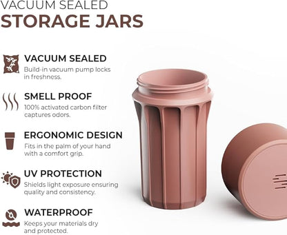 Staze Preserve Vacuum Sealed Storage Jars (148ml) | Smell Proof Containers | Herb Storage & Food Storage Container with Protection - (CLAY)