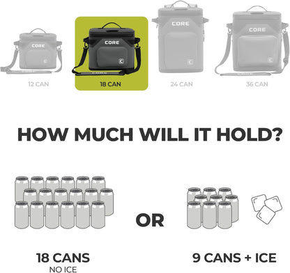 CORE Magnetic Leak Proof Soft Cooler with Waterproof Zipper | Insulated Bag Portable Ice Chest Box | Best Soft Cooler for Food & Beverages for Tailgating, Car Camping, Travel, and Family Beach Picnics