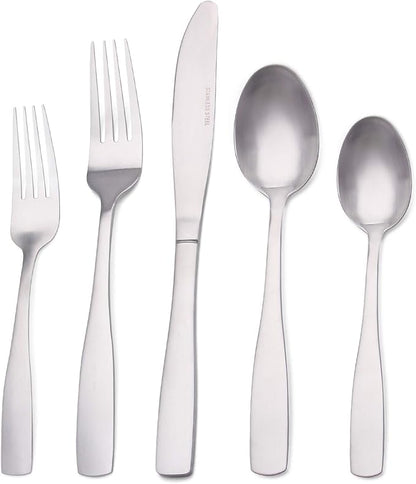 Matte Silverware Set, Satin Finish 20-Piece Stainless Steel Flatware set, Tableware Cutlery Set Service for 4, Utensils for Kitchen, Dishwasher Safe