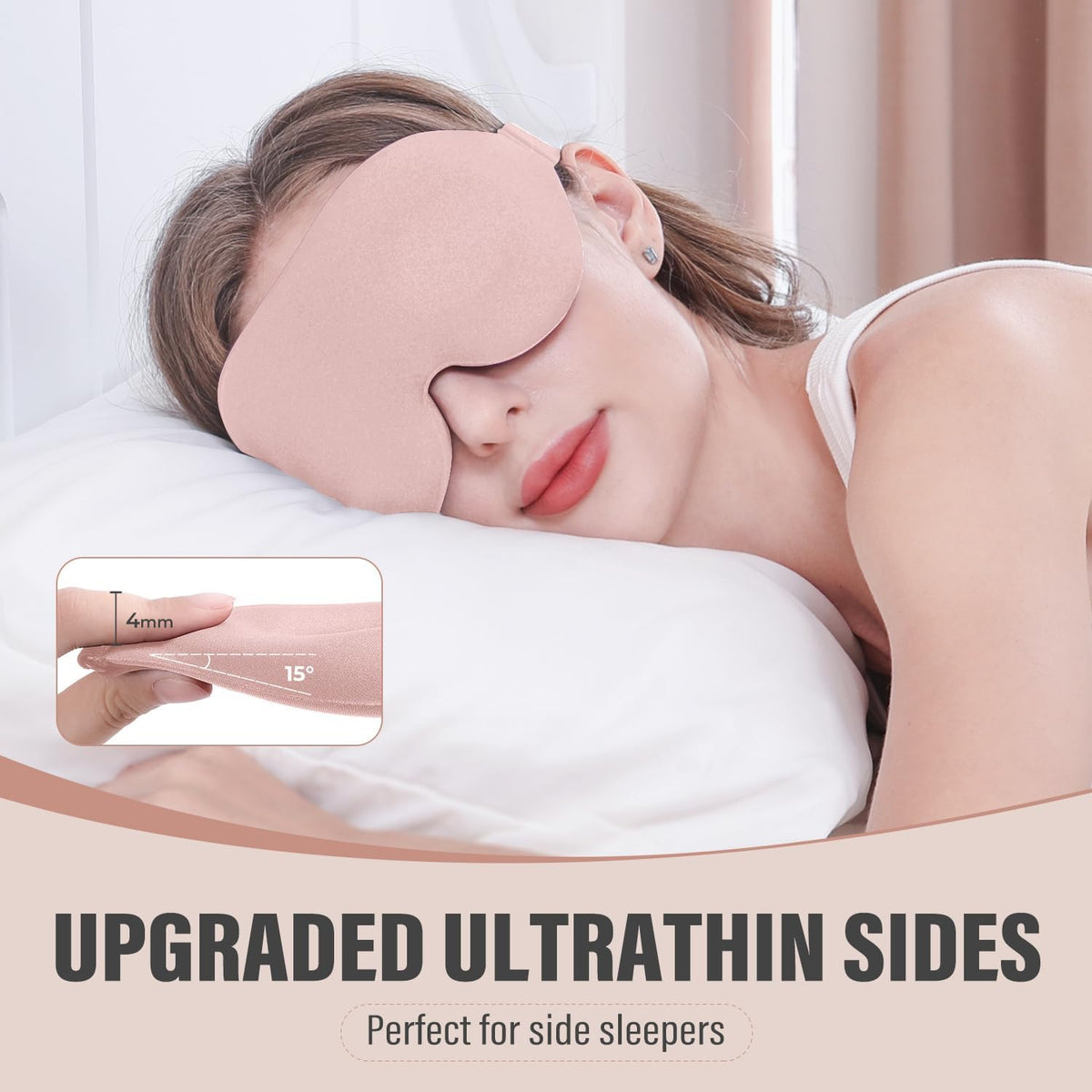 YIVIEW Sleep Mask for Side Sleeper, Complete Light Blocking 3D Pink Sleeping Eye Mask, Soft Breathable Eye Cover for Women Men, Relaxing Zero Pressure Night Blindfold