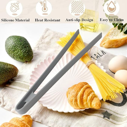 1Pcs Silicone Toaster Tong, 11.6 Inch Long Silicone Kitchen Tong for Toaster Cooking Utensil Bread Waffle Tong Food Tweezer Grey Toast Tong for Cooking Serving Bacon Salad Fruit Food, SATONBEYI
