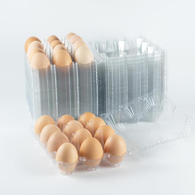 48 Pack Egg Cartons Cheap Bulk 12 Count, Plastic Egg Carton 3x4 Grids, Clear Blank Egg Cartons for Family Pasture Farm Markets