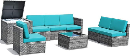 Tangkula 8 Pieces Wicker Patio Furniture Set