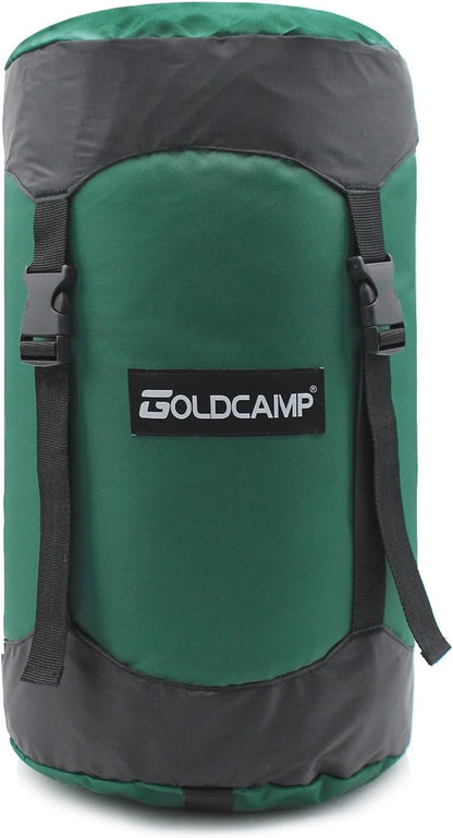 GoldCamp Compression Sack, 40% More Storage! 18L/30L/43L/49L/65L Compression Stuff Sack, Waterproof & Ultralight Sleeping Bag Stuff Sack - Space Saving Gear for Camping, Hiking (Green, XXXL)