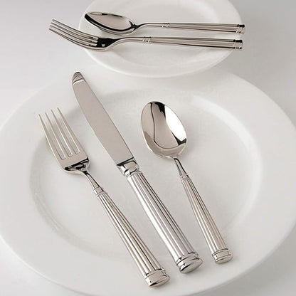 FORTESSA Doria 18/10 Stainless Steel Flatware, 5 Piece Place Setting With Table Knife, Forks and Spoons (Service For 1), Dishwasher Safe, Polished