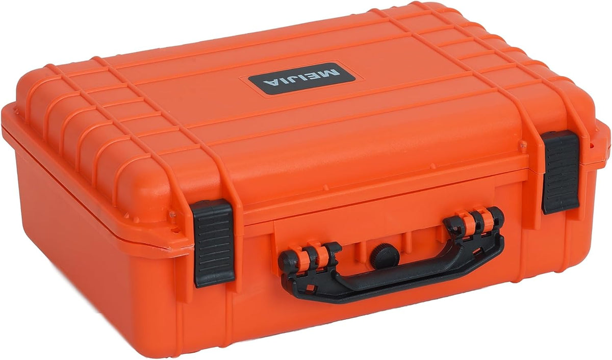 MEIJIA All Weather Portable IP67 Waterproof Protective Case, Hard Camera Case with customizable foam, Perfectly Protection of Camera, Drones,Pistols,Lens,Equipments,18.5 x14.06x6.93inches(Orange)