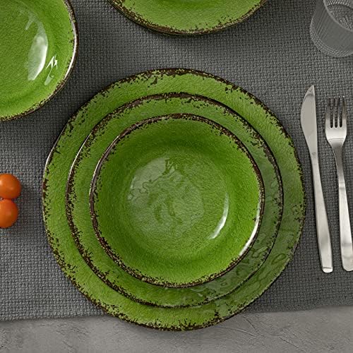 LEHAHA Modern Rustic Melamine Dinnerware Sets, 12-Piece Camping Dishes Set