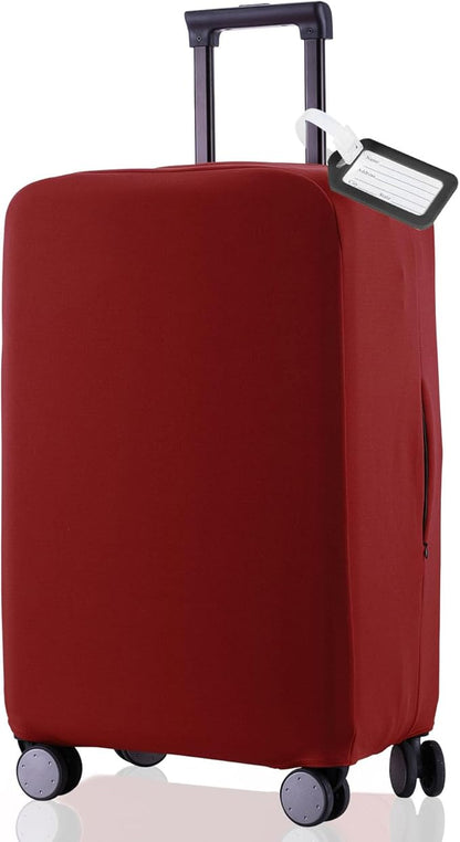Travel Luggage Cover Suitcase Protector Scratch-Resistant Fit 19-31 Inch Suitcase, Not Included Suitcase (Claret, 3XL(32-33inch))