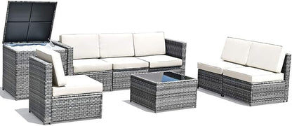 Tangkula 8 Pieces Wicker Patio Furniture Set