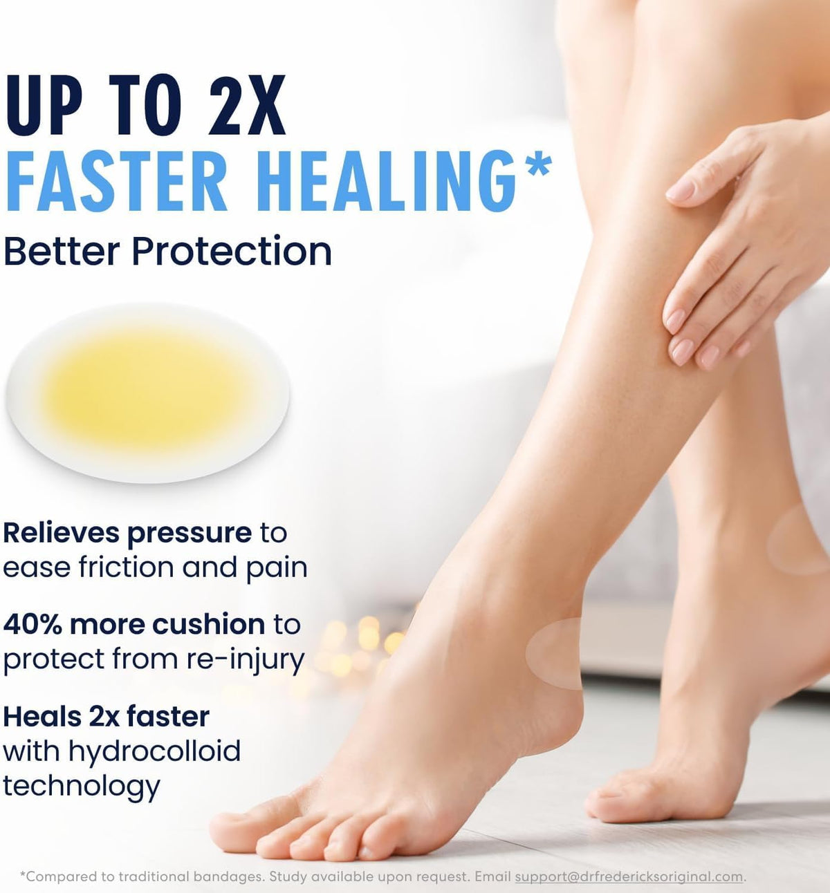 Dr. Frederick's Original Better Blister Bandages - 10 ct - Water-Resistant - 40% More Cushioning - Hydrocolloid Pads for Foot & Heel Protection & Recovery - Blister Relief Pads - Heel Pack