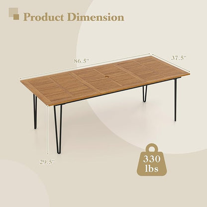 Tangkula 86.5" Large Patio Dining Table