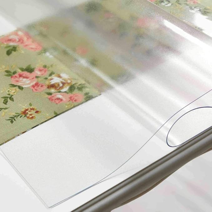 NECAUX Custom 28 x 80 Inch Frosted Table Cover Protector, 1.5mm Thick Water Resistant Plastic Non-Slip Protective Table Pad Decorative Tablecloth for Meeting Table, Trainning Table, Conference Table
