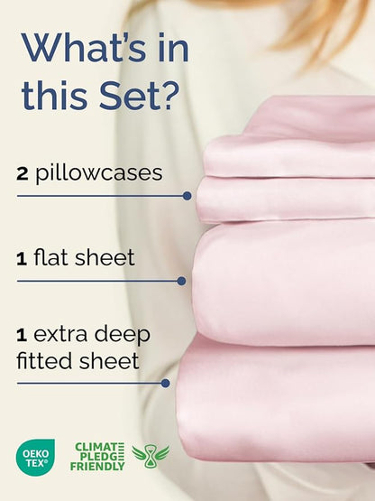 Extra Deep Pocket King Sheets - 4 Piece Breathable & Cooling Bed Sheets - Hotel Luxury Bed Sheet Set - Soft, Wrinkle Free & Comfy - Easily Fits Extra Deep Mattresses - Deep Pocket Lavender Pink Sheets