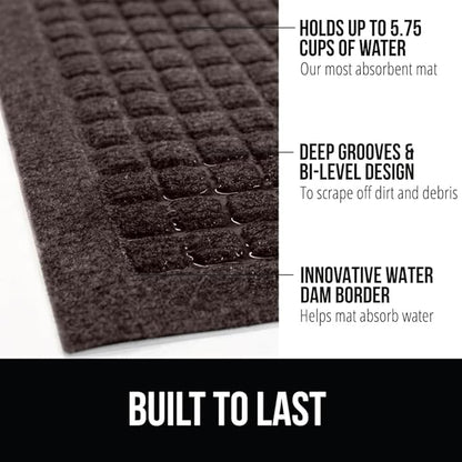 GORILLA GRIP Front Door Mat, 35x23, Indoor Outdoor Ultra Absorbent HydroAbsorb Doormat, Absorbs Up to 5.7 Cups of Water, Stain and Fade Resistant, Rubber Backing Doormats, Captures Dirt, Coffee