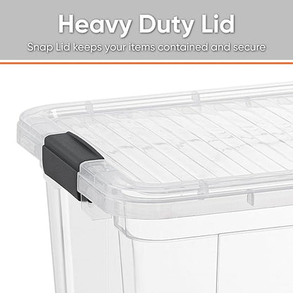 Superio Storage Bins with Lids- 4 Pack, 6.6 Qt Clear Boxes for Organizing, Stackable Plastic Containers- BPA Free, Non-Toxic, Odor Free, Organizer for Home, Office, Dorm