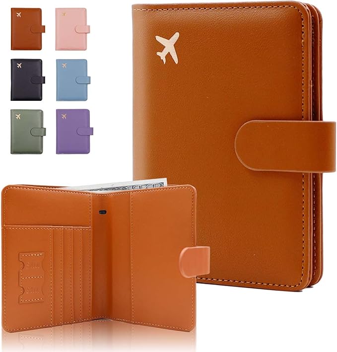 Melsbrinna Premium Leather Passport Holder Covers Case, Waterproof Rfid Blocking Travel Wallet Passport Holder with Pen Holder, Cute Passport Book for Women/Men