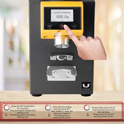 Urbanic 090 Electric Coffee Grinder (110~220v) / straight Titanium burr 60mm / (Yello) / (Made in Korea), 125*125*39(mm)