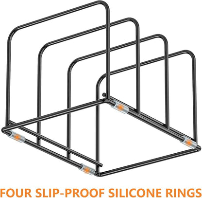 Kitchen Cabinet Organizer - Steel Cookware Rack, Divided Holder with 3 Slots for Skillets, Baking Tray and Chopping Board - Pan Storage (2.2 Inch Width Slots)
