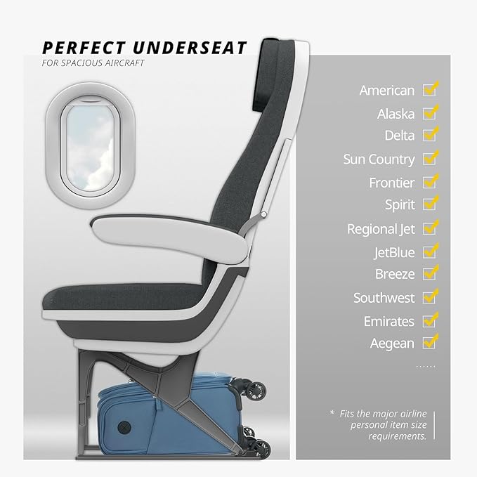 Verage Under Seat Luggage with Wheels, Softside Small Suitcase Spinner Carry On Luggage Bags for Airlines Airplanes Short Trip Men Women (Coast Blue, 14-Inch Underseat)