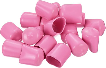 uxcell 20pcs Rubber End Caps 16mm(5/8 inch) ID Vinyl PVC Round Tube Bolt Cap Cover Screw Thread Protectors Pink