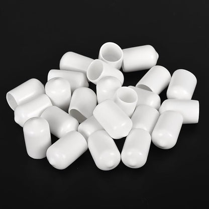 uxcell 20pcs Rubber End Caps 13mm ID Vinyl Round End Cap Cover Screw Thread Protectors White