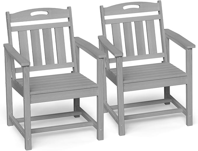 Ciokea HDPE Outdoor Patio Dining Chairs Set of 2, All-Weather Porch Chair
