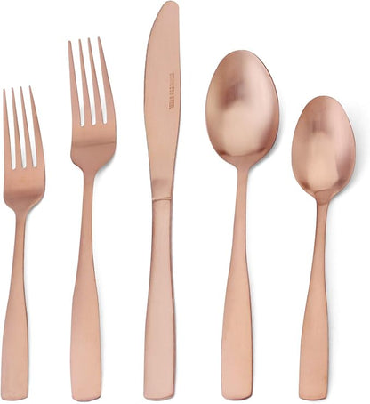Matte Rose Gold Silverware Set, 20-Piece Stainless Steel Flatware set,