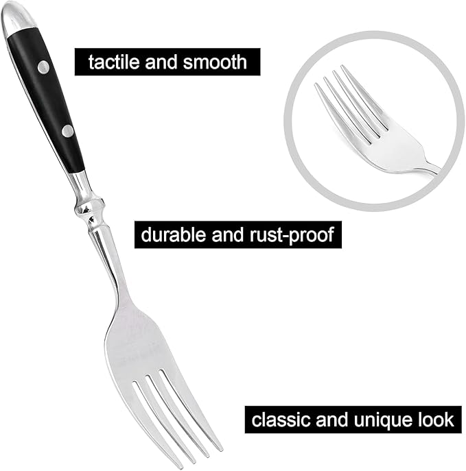 Silverware Set For 12 with Two Rivets, Vintage 60-Piece Everyday Flatware Set with Black Bakelite Handle, Stainless Steel Cutlery Set, Dishwasher Safe, Knives Spoons and Forks Set