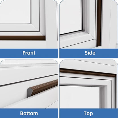 Wedge-Shape Window Weather Stripping Door Frame Seal Strip 196” Brown,Upgrade Black Foam,Soundproofing,Draft Stopper,Winter Insulation,Noise Blocker, Gap Filler for Exterior Front Door Side