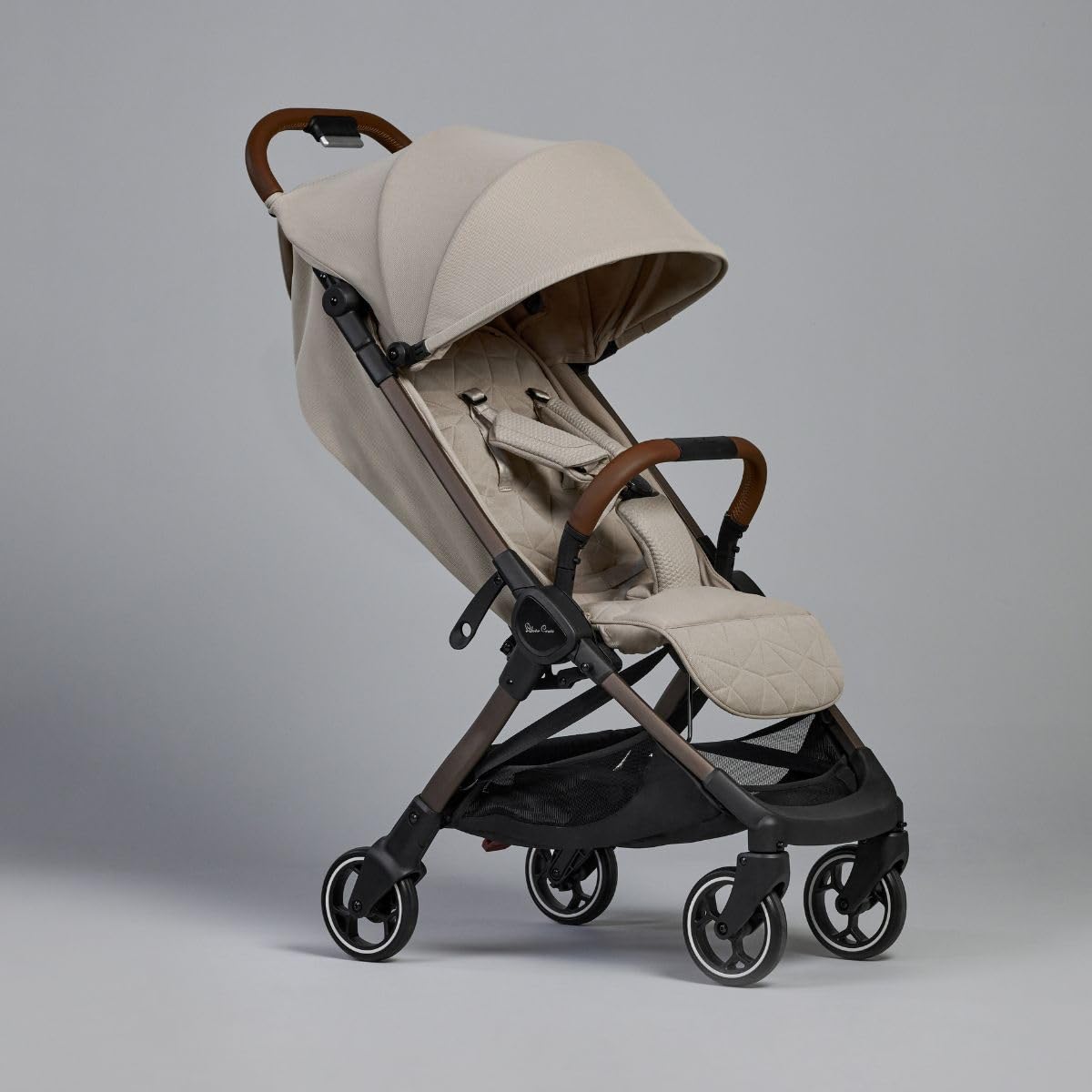 Silver Cross Clic Compact Stroller – Lightweight Travel Stroller for Newborn to Toddler (Birth to 55 lbs), One-Hand Fold, Lie-Flat Seat, Airplane Cabin Approved, UPF50+ Canopy (Latte)