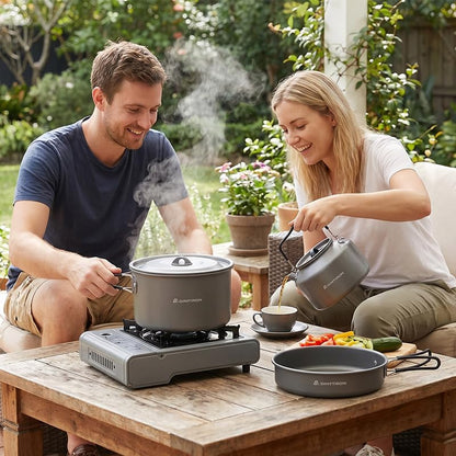 22-Piece Large Camping Cookware Set, 3.3L Pot & Kettle