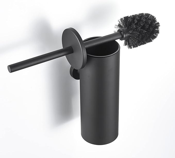 Toilet Brush and Holder Matte Black Toilet Bowl Brush Wall Mounted Toilet Brush with Lid