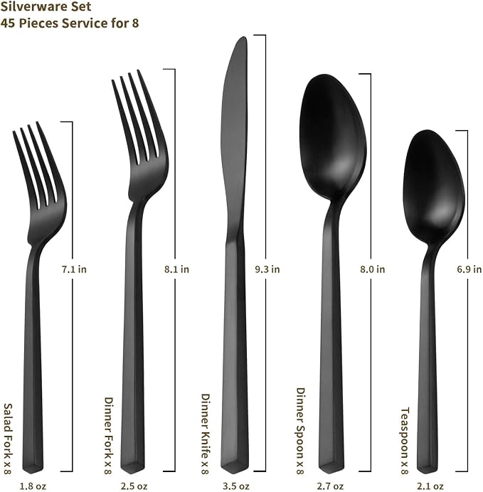Alata Cube 45-Piece Forged Stainless Steel Flatware Set Cutlery Set