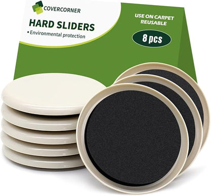 Furniture Sliders for Carpet 8 PCS - 3 1/2 inch Furniture Moving Slider Chair Legs Floors Protectors– Move Your Furniture Easy & Safely(for Carpet)