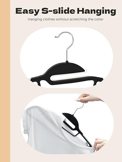 HOUSE DAY Black Plastic Hangers 30 Pack, Slim Space Saving, Non Slip Clothes Hangers with Rubber Pads, Sturdy Heavy Duty Coat Hanger for Closet, S-Shaped Hanger for Shirt, Suit, Pant, Skirt