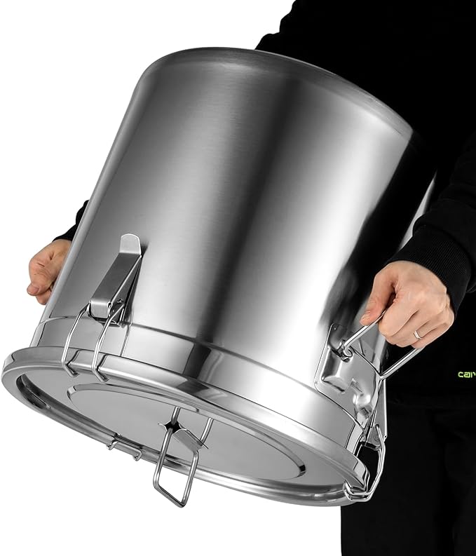 304 Stainless Steel Airtight Canister for Kitchen, 8.7Gal Canisters Container with Lids and Sturdy Locking Clamp,Bucket Food Storage Containers Airtight for Flour Coffee Bean Tea (33L)