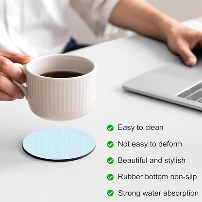 Sky Blue Thin Lines Coasters Set of 4, Absorbent Coasters