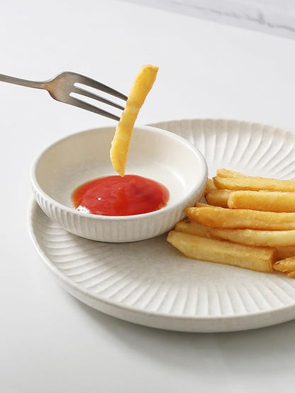 famiware Starlight Soy Sauce Dish Ceramic Dipping Bowls Set of 6, 3 oz Individual Dip Sauce Cups/Bowls/Dishes/Plates, Small Serving Bowl for Side Dishes, Dessert, Ice Cream, Condiment, Matte White