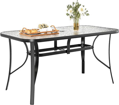 TLSUNNY Patio Outdoor Table W/ 1.69″ Umbrella Hole, Outdoor Metal Furniture