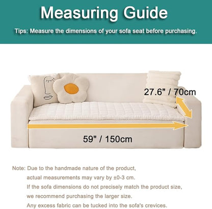Couch Cover for Dogs Washable, Fuzzy Pet Couch Covers for 3 Cushion Sofa Pet Friendly, Non Slip Sofa Cover (White, 27.6" x 59"/70 x 150cm)