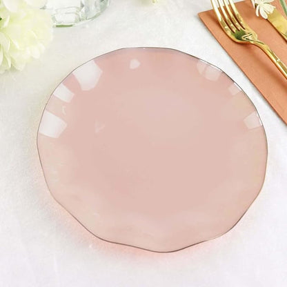 Efavormart 10 Pack | Blush/Rose Gold 6" Round Plastic Dessert Salad Plates
