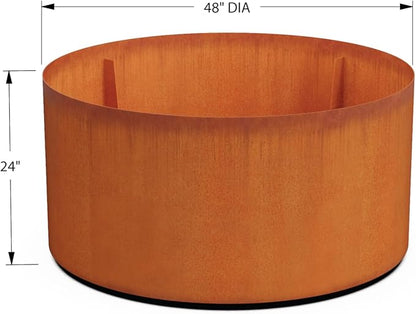 PLANTERCRAFT Corten Steel Metal Planter Box, Round Sizes, Modern Garden Steel