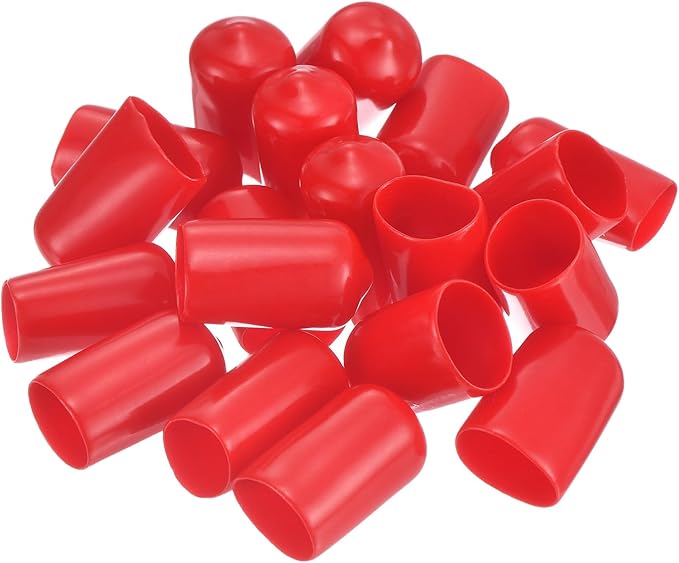 uxcell 20pcs Rubber End Caps 12.5mm(1/2 inch) ID Vinyl Round Tube Bolt Cap Cover Thread Protectors Red