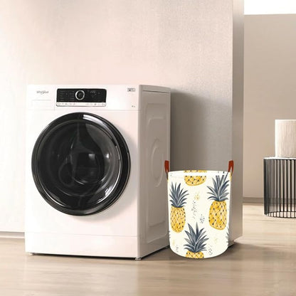 Laundry Baskets 15.7x19.7 Inch Pineapple Tropical Design Collapsible Laundry Hamper with Handles Oxford Fabric Clothes Storage Bin Foldable Dirty Clothes Organizer for Bedroom Bathroom Dorm