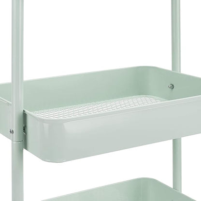 Amazon Basics 3-Tier Metal Rolling Utility or Kitchen Cart - Mint Green