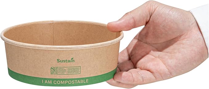Restaurantware Paper Food Containers 200 Pack Of 17 oz Disposable Round Kraft Salad Bowls BPI-Certified Compostable Stackable Greaseproof Meal Prep Take Out Containers For Soups, Snacks And Desserts