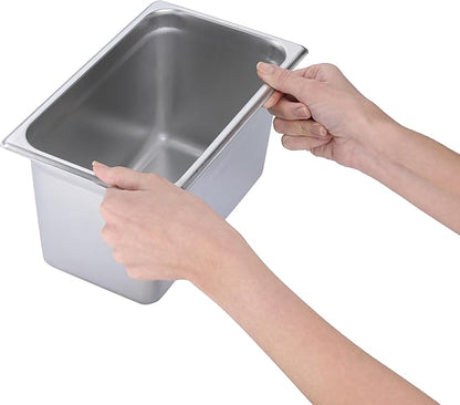 BIRDROCK HOME Stainless Steel Steam Table Pan - Hotel, Restaurant & Catering Supplies - 24 Gauge Steel, 4.3 qt Capacity - Meal Prep, Cooking, & Food Storage Container - 6" Depth, 1/4-Size (6 Pack)